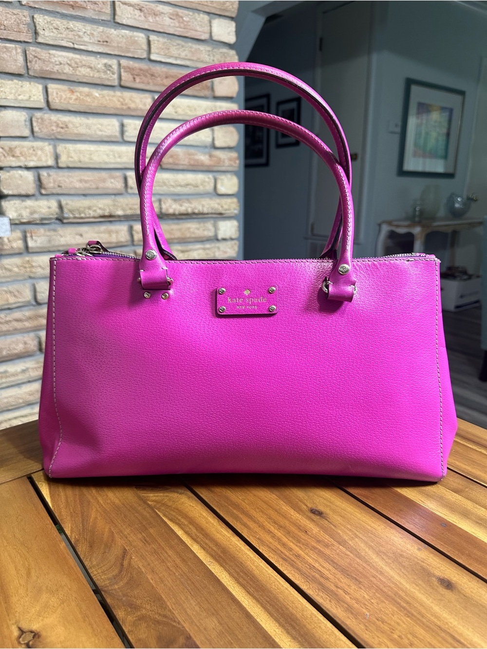 kate spade Wellesley Martine Hot Pink Leather Double-Handle Satchel